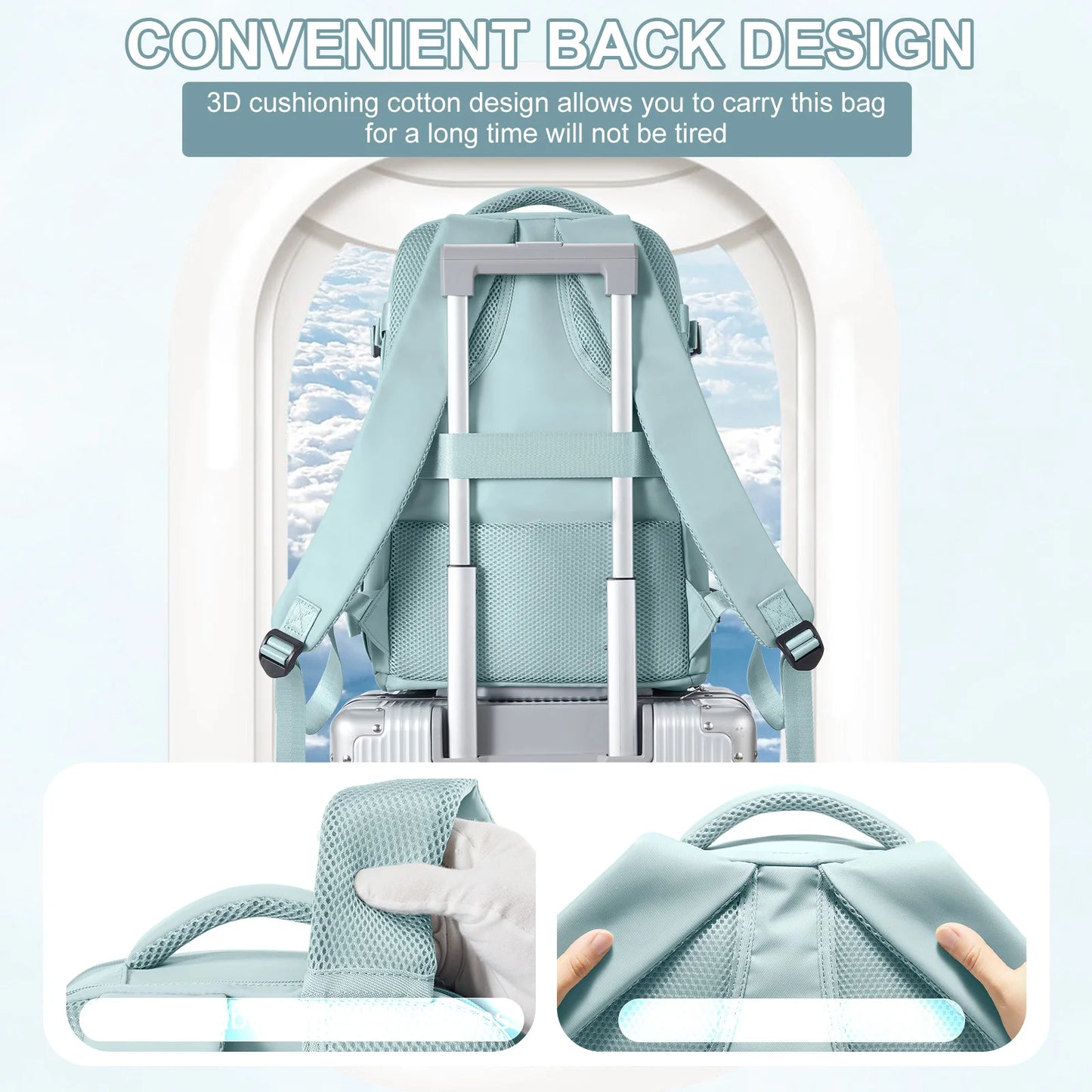 Mochila de Viaje Cabina Avión 40x20x25 Impermeable – Mochila Hombre Mujer para Equipaje de Mano, Negocios, Universidad, Portátil, Viajes