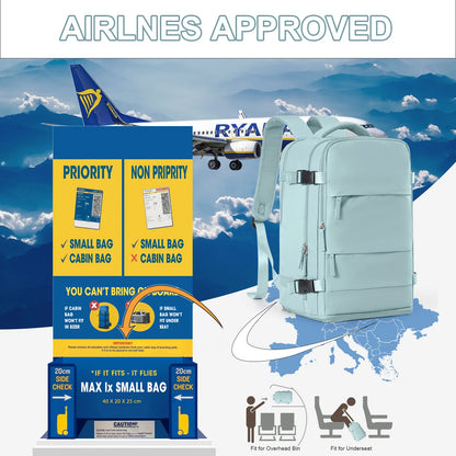 Mochila de Viaje Cabina Avión 40x20x25 Impermeable – Mochila Hombre Mujer para Equipaje de Mano, Negocios, Universidad, Portátil, Viajes